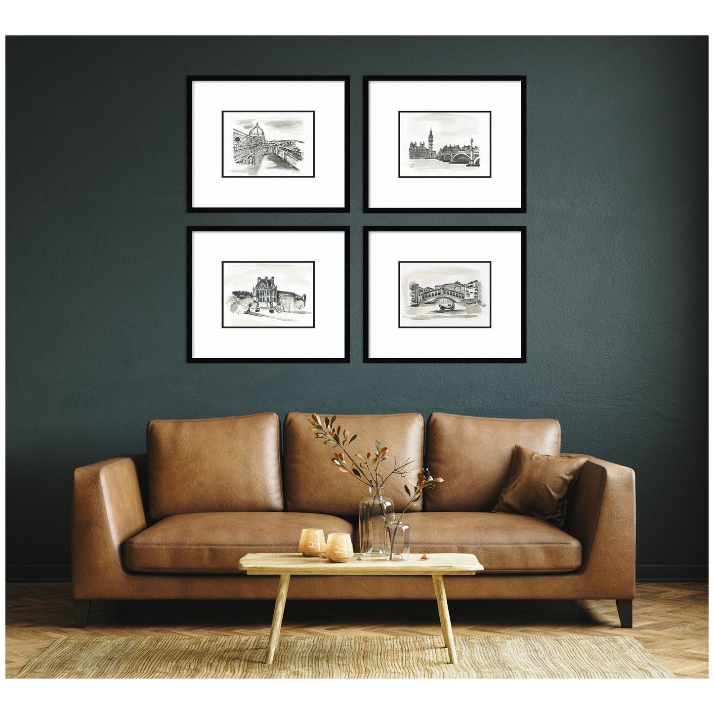 Vintage Europe 4 Piece Framed Wall Art Print Set by Teju Reval