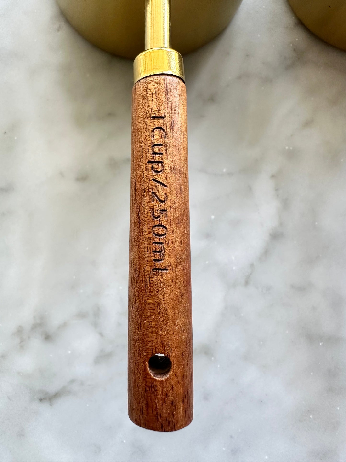 Acacia Wood & Gold Measuring Cups