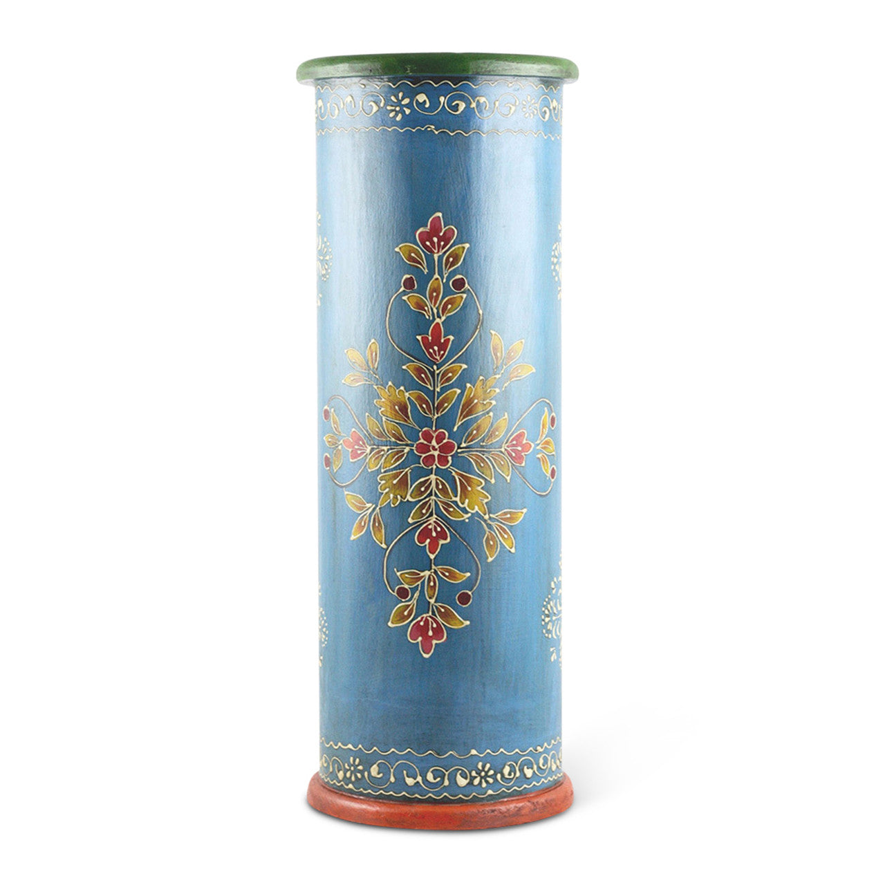 Melia Handcrafted Hand-painted Blue Wooden Umbrella Stand