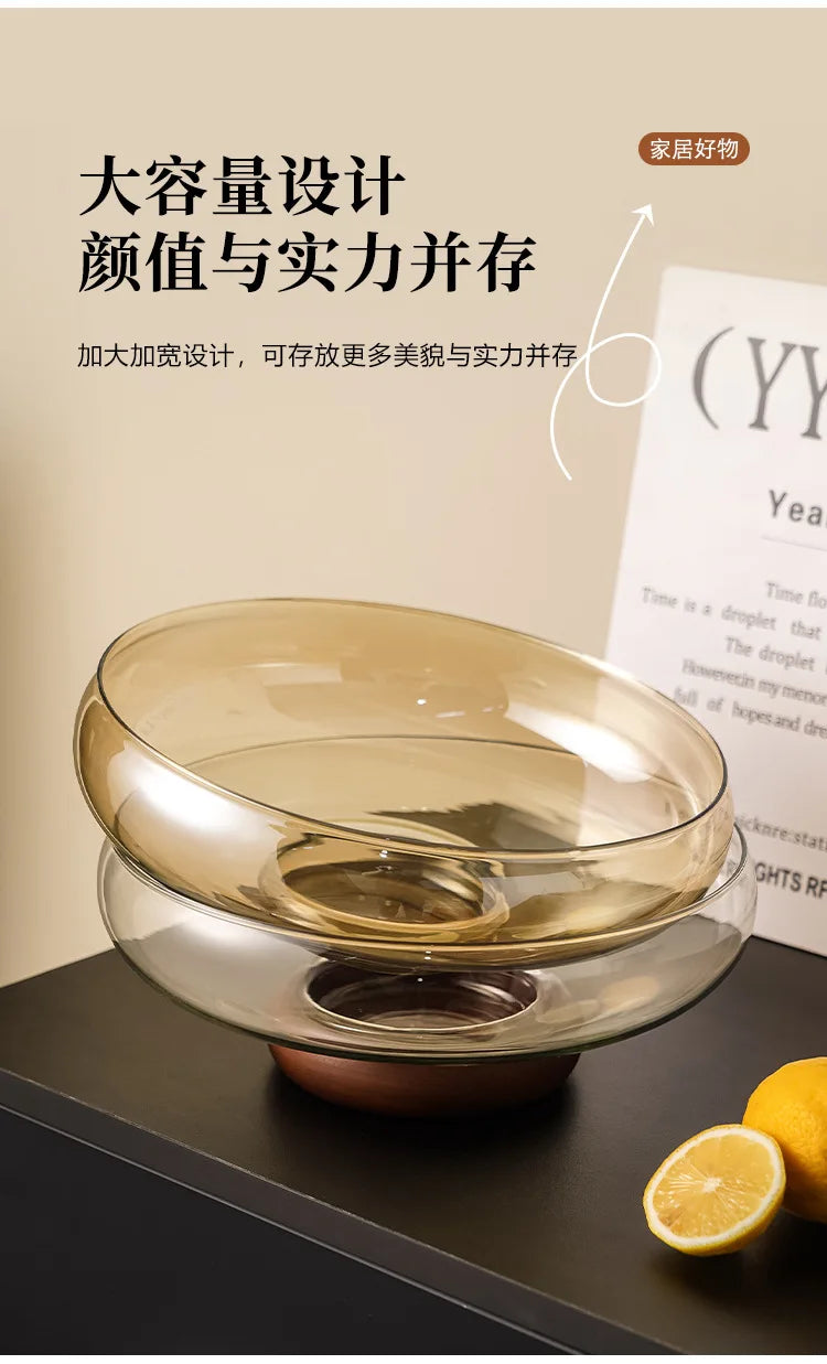Adella Acacia Wood & Glass Bowl
