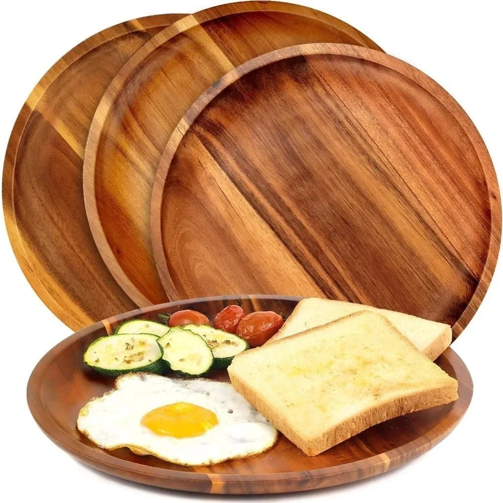 Acacia Wood Round Dinner Tray