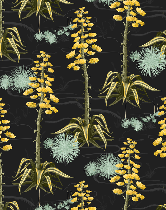 Agave Valley Wallpaper | black