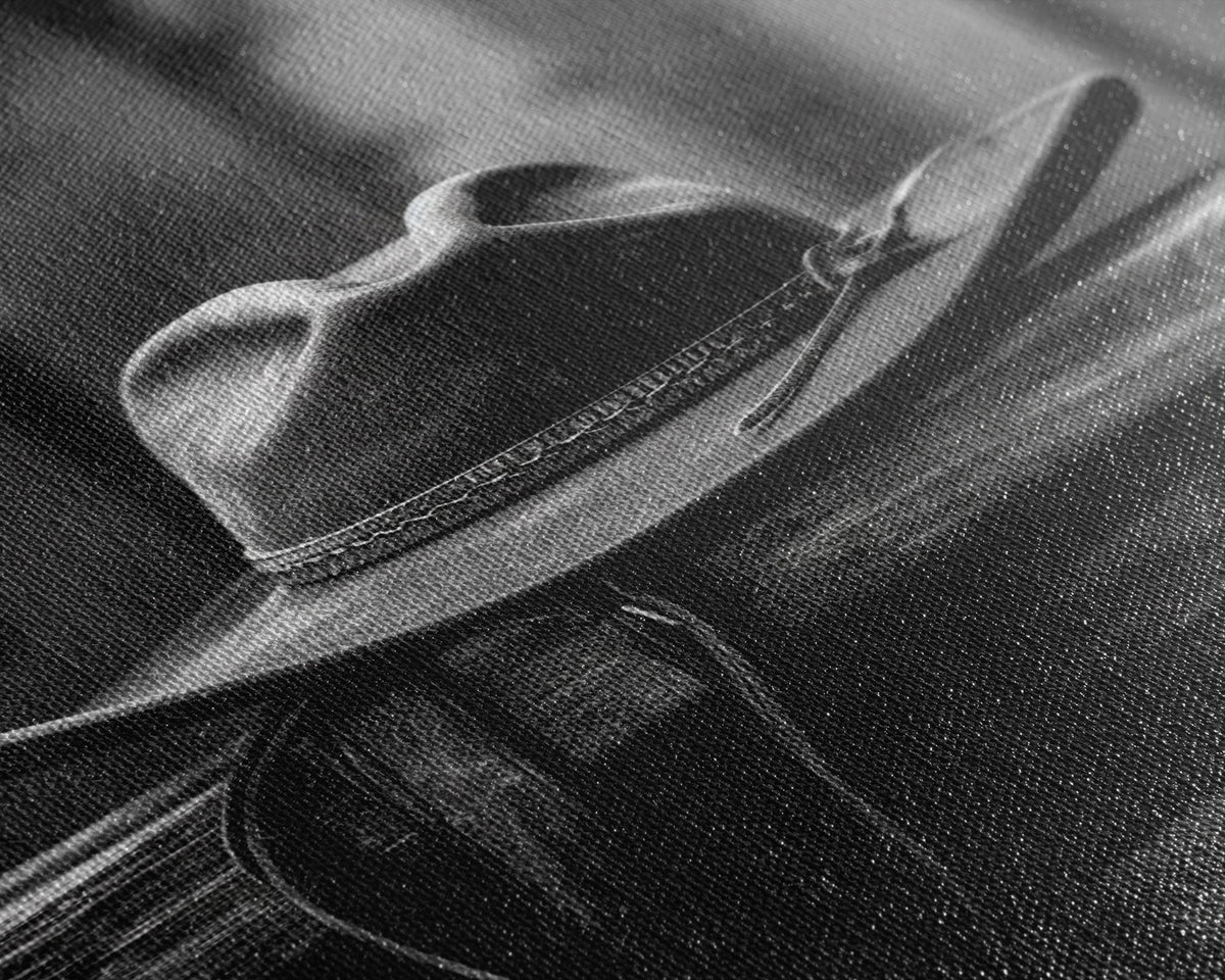 Cowboy Hat Print Black & White Canvas Art