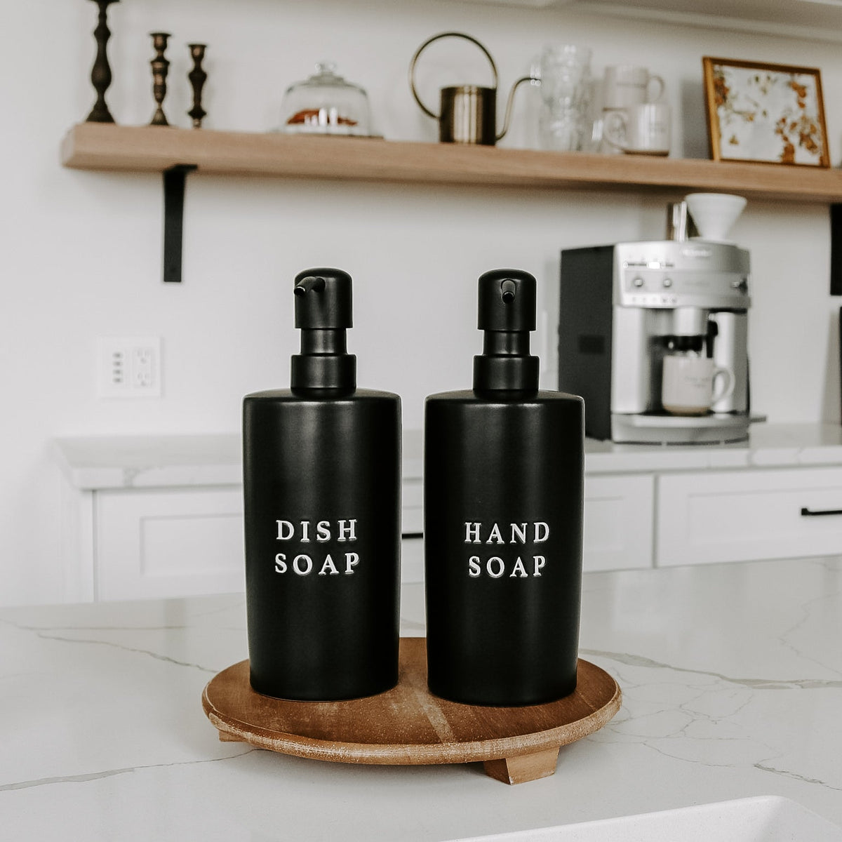 Matte Black Stoneware Hand Soap Dispenser