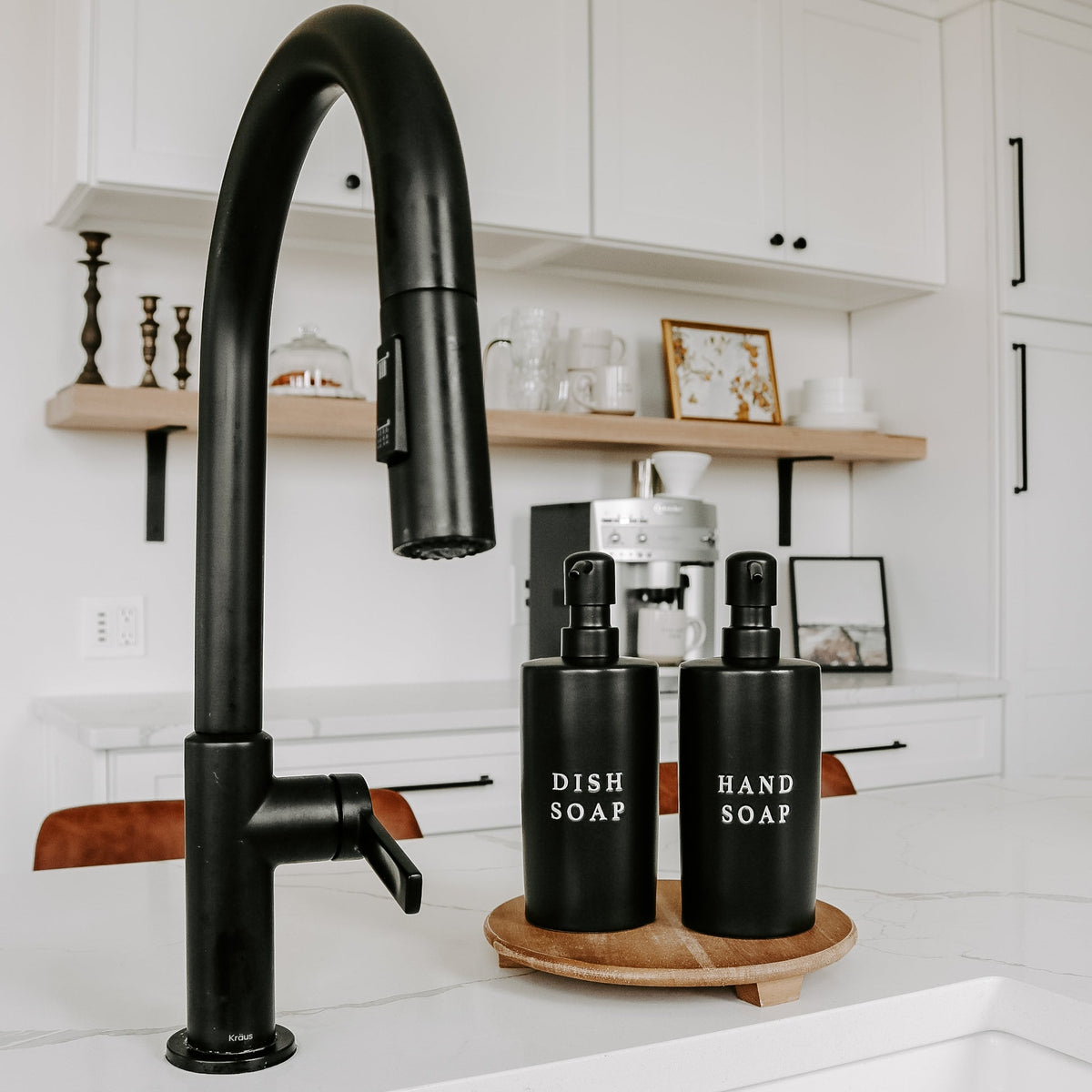 Matte Black Stoneware Hand Soap Dispenser
