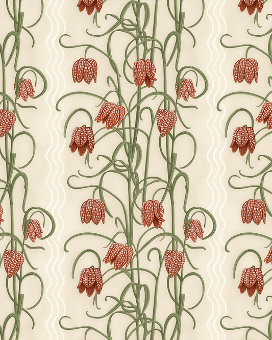 Campanas Wallpaper, neutral and burnt orange