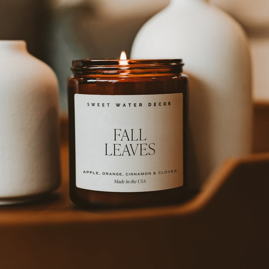 Fall Leaves Soy Candle - Amber Jar - 9 oz