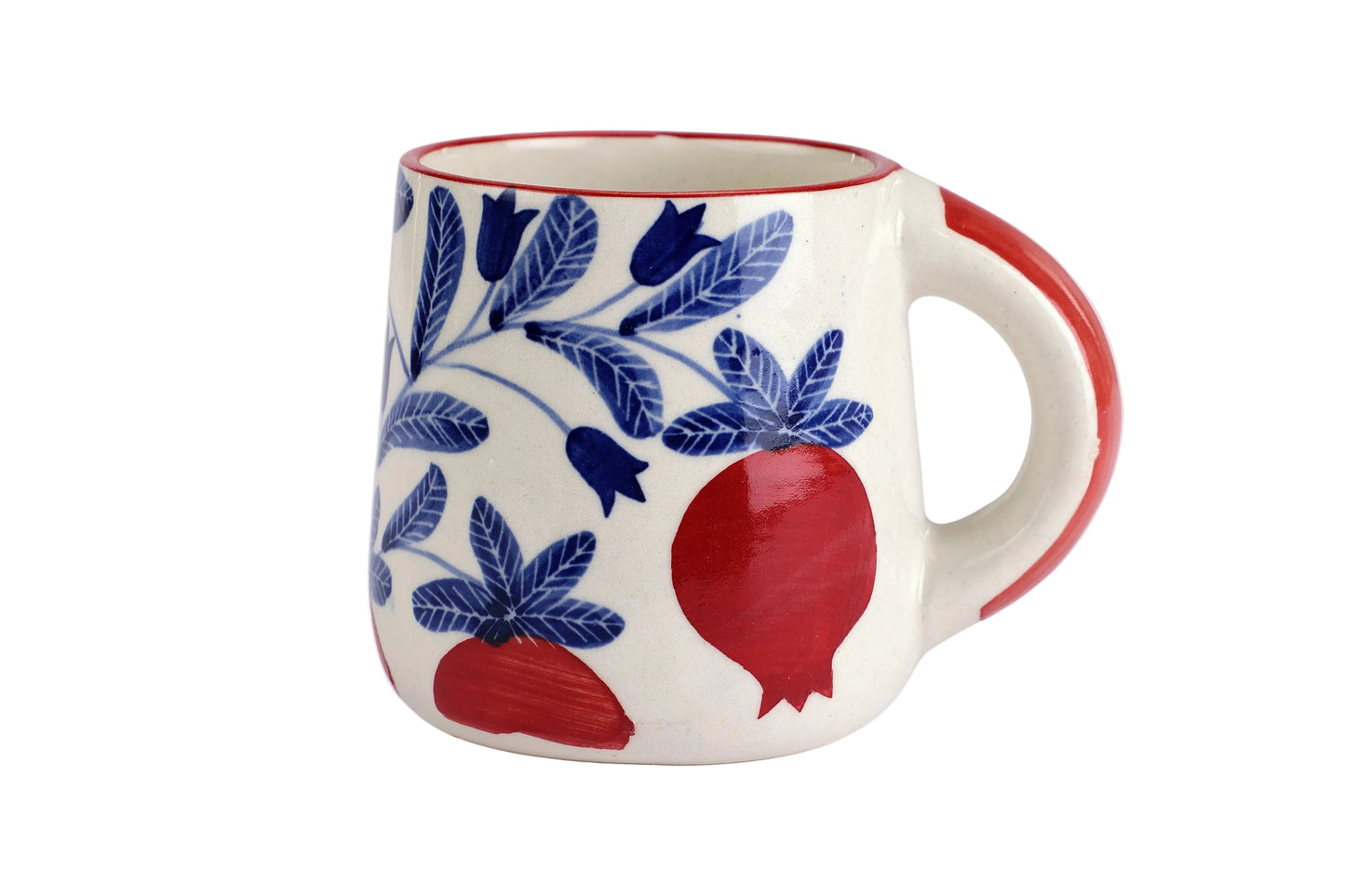 Red Anaar Floral Coffee Mug | Handpainted Ceramic