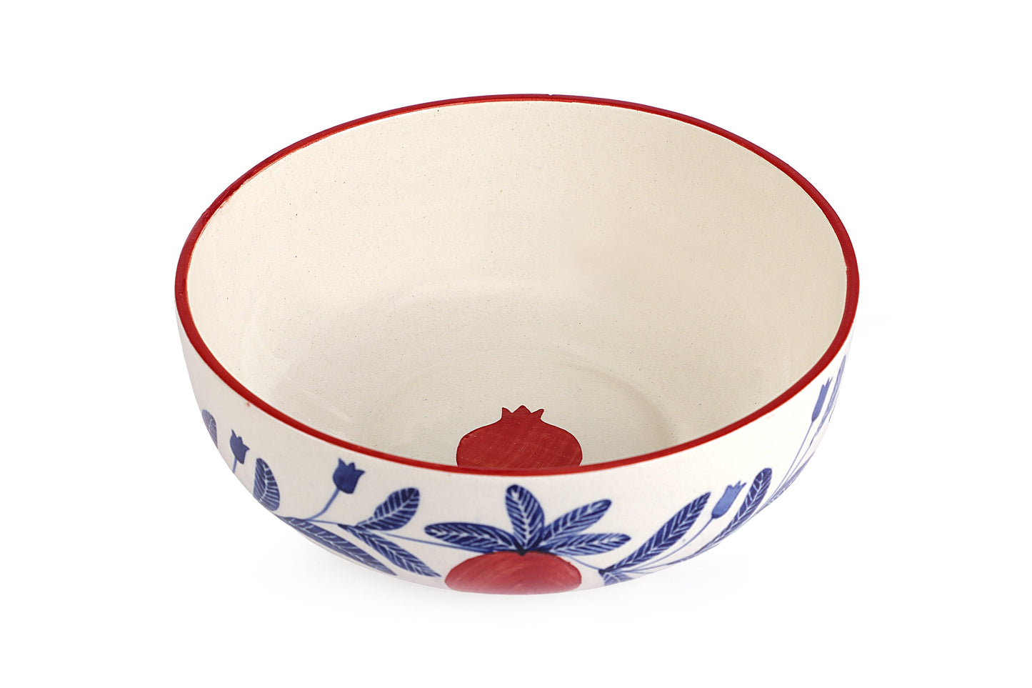 Anaar Bowl | Red Handpainted Stoneware Serving | 7 Inch