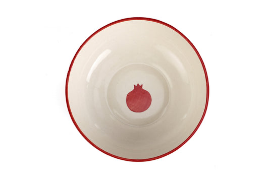 Anaar Bowl | Red Handpainted Stoneware Serving | 7 Inch