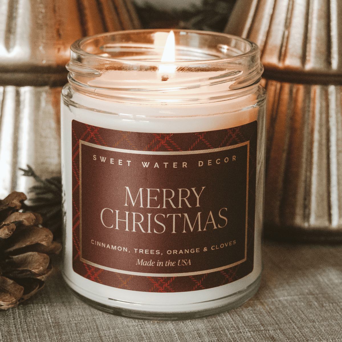Merry Christmas Soy Candle - 9 oz Clear Jar (Christmas)