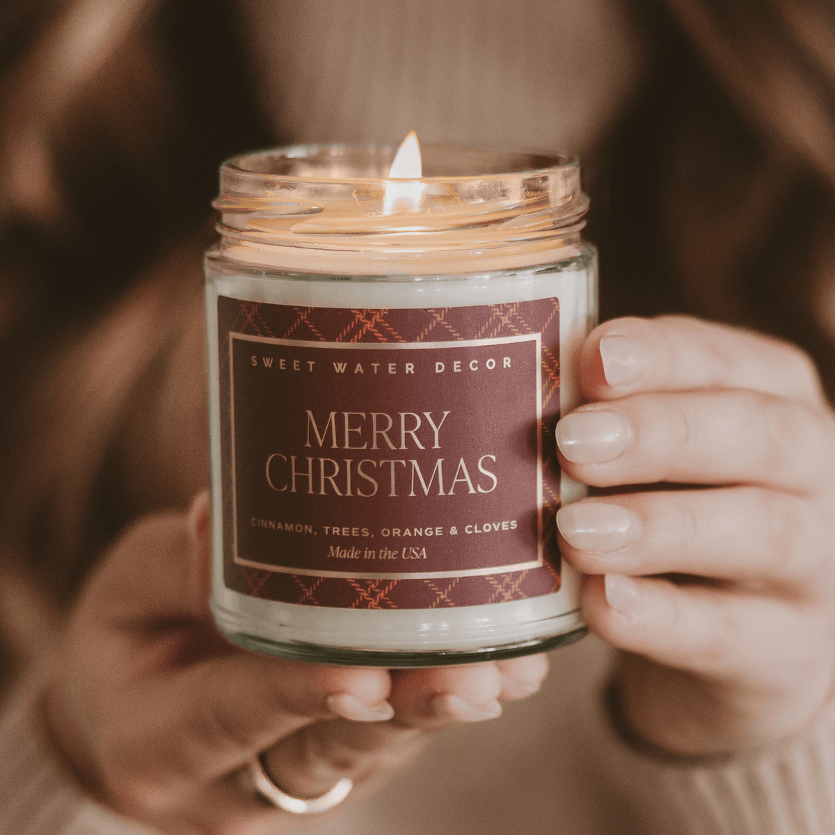 Merry Christmas Soy Candle - 9 oz Clear Jar (Christmas)