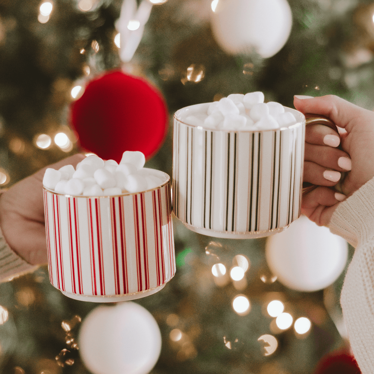 Candy Cane Stripe 14 oz Gold Handle Coffee Mug