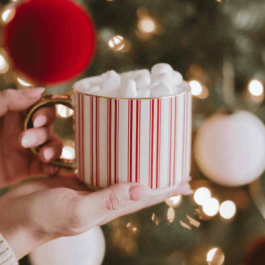 Candy Cane Stripe 14 oz Gold Handle Coffee Mug