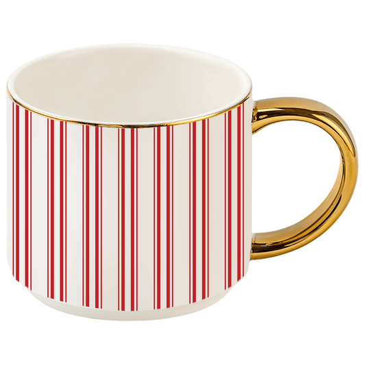 Candy Cane Stripe 14 oz Gold Handle Coffee Mug