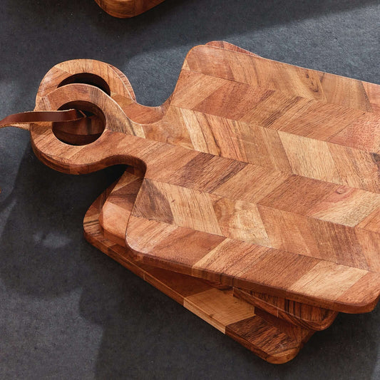 Chevron Acacia Wood Mini Serving Boards