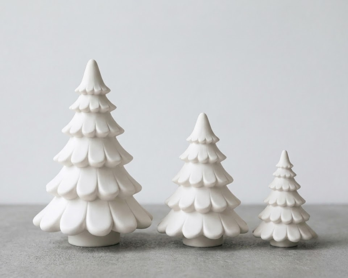 Matte White Ceramic Christmas Tree Set