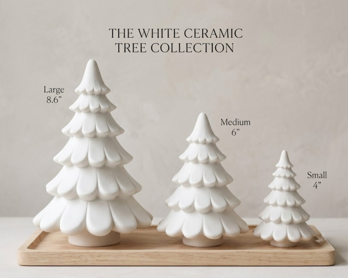 Matte White Ceramic Christmas Tree Set