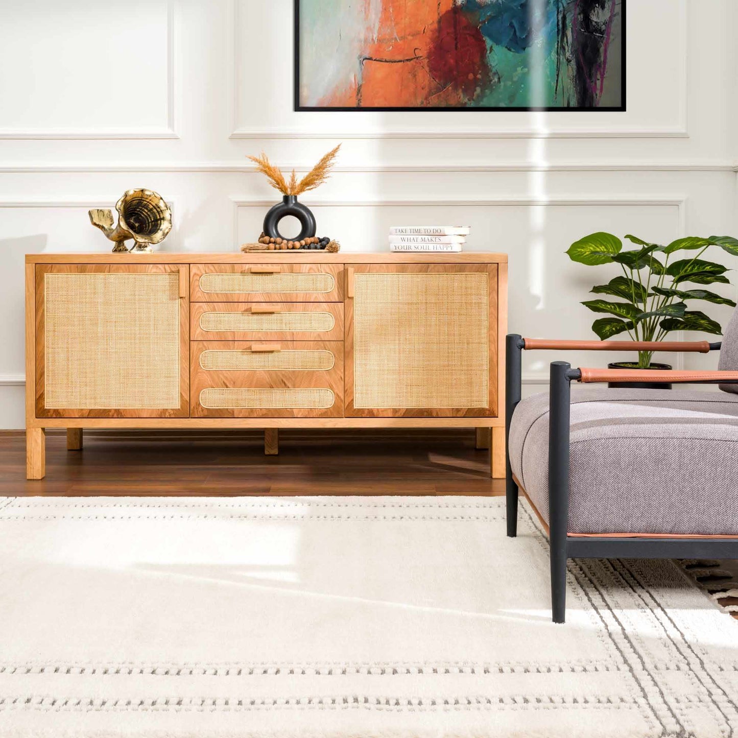 Ryuu Ivory & Gray Area Rug