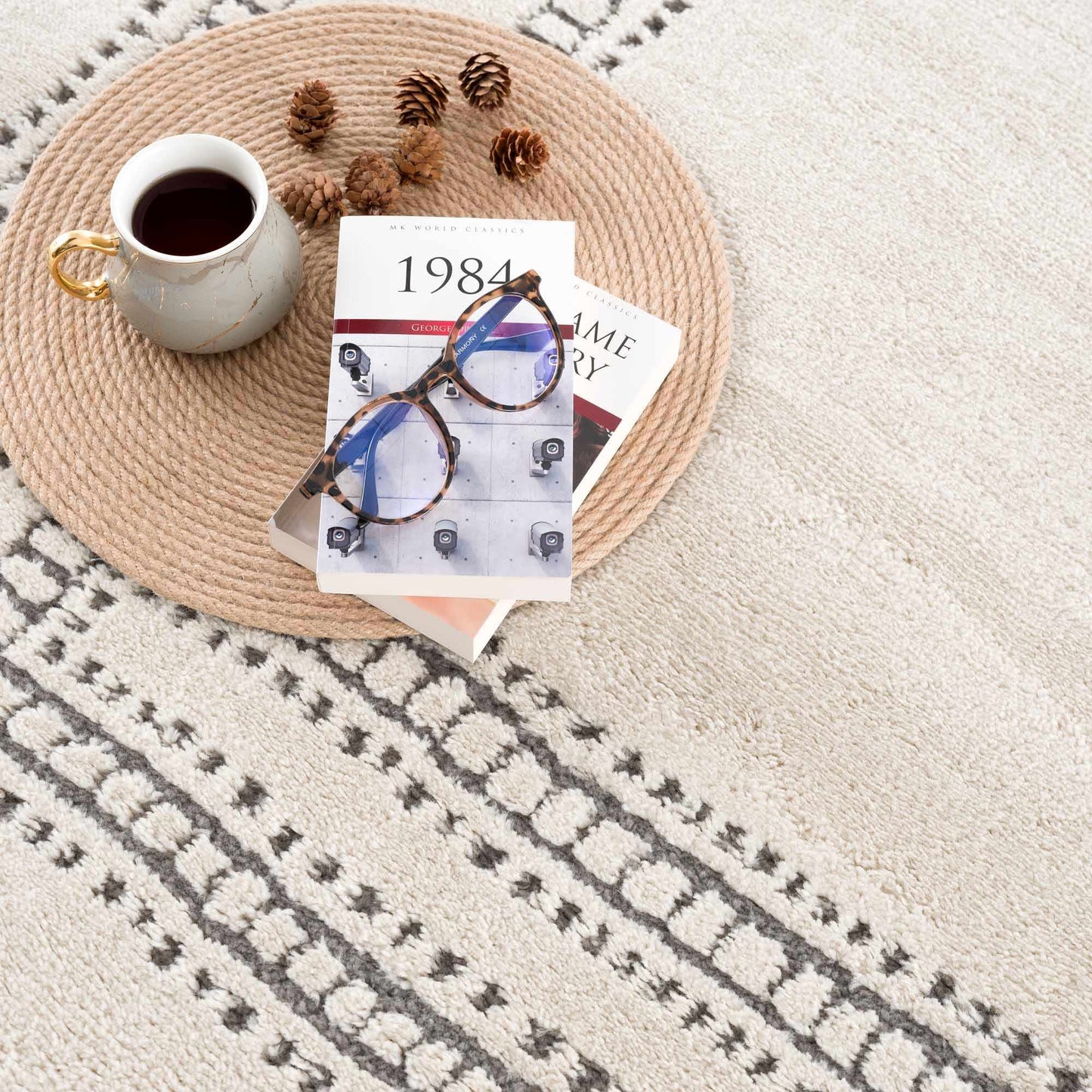 Ryuu Ivory & Gray Area Rug