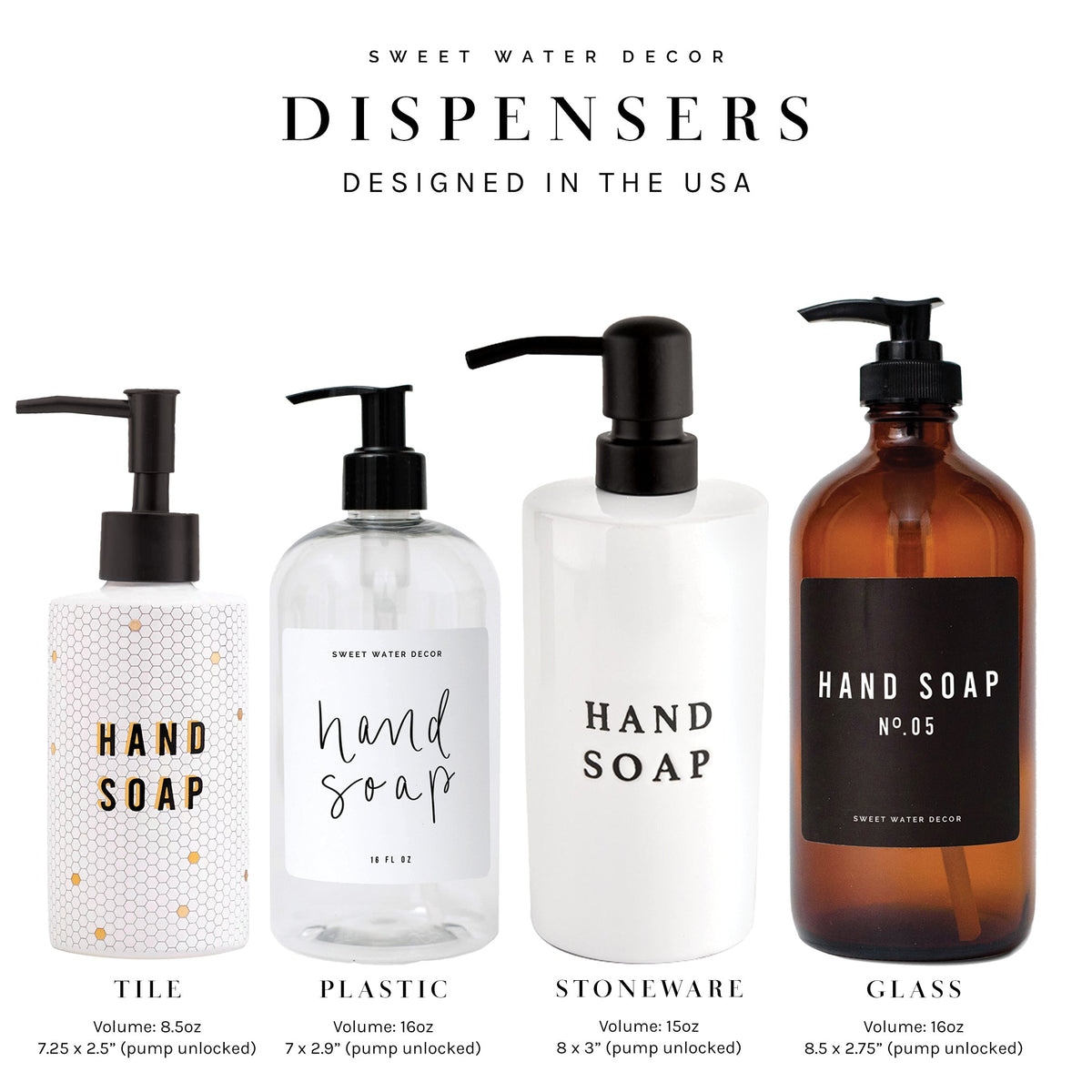 Matte Black Stoneware Hand Soap Dispenser