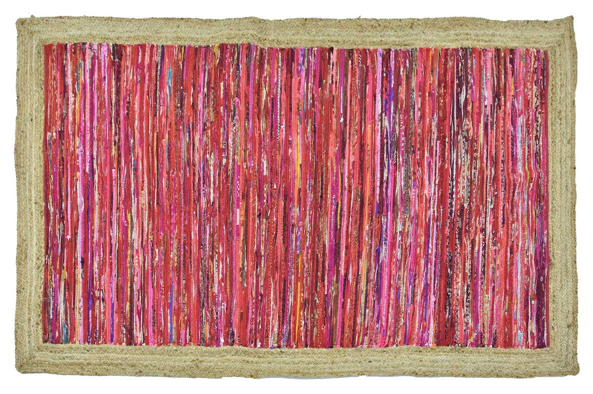 Timbergirl Red Braided Border Handmade Rug