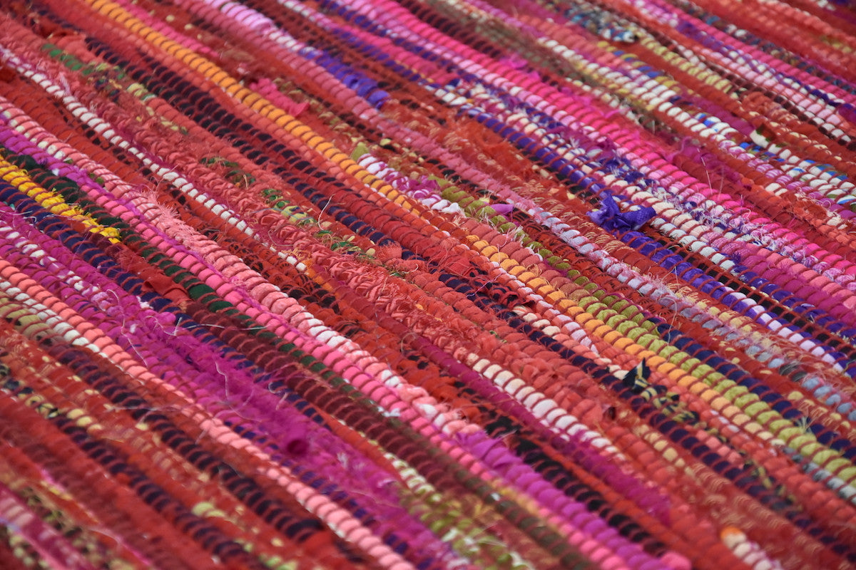 Timbergirl Red Braided Border Handmade Rug