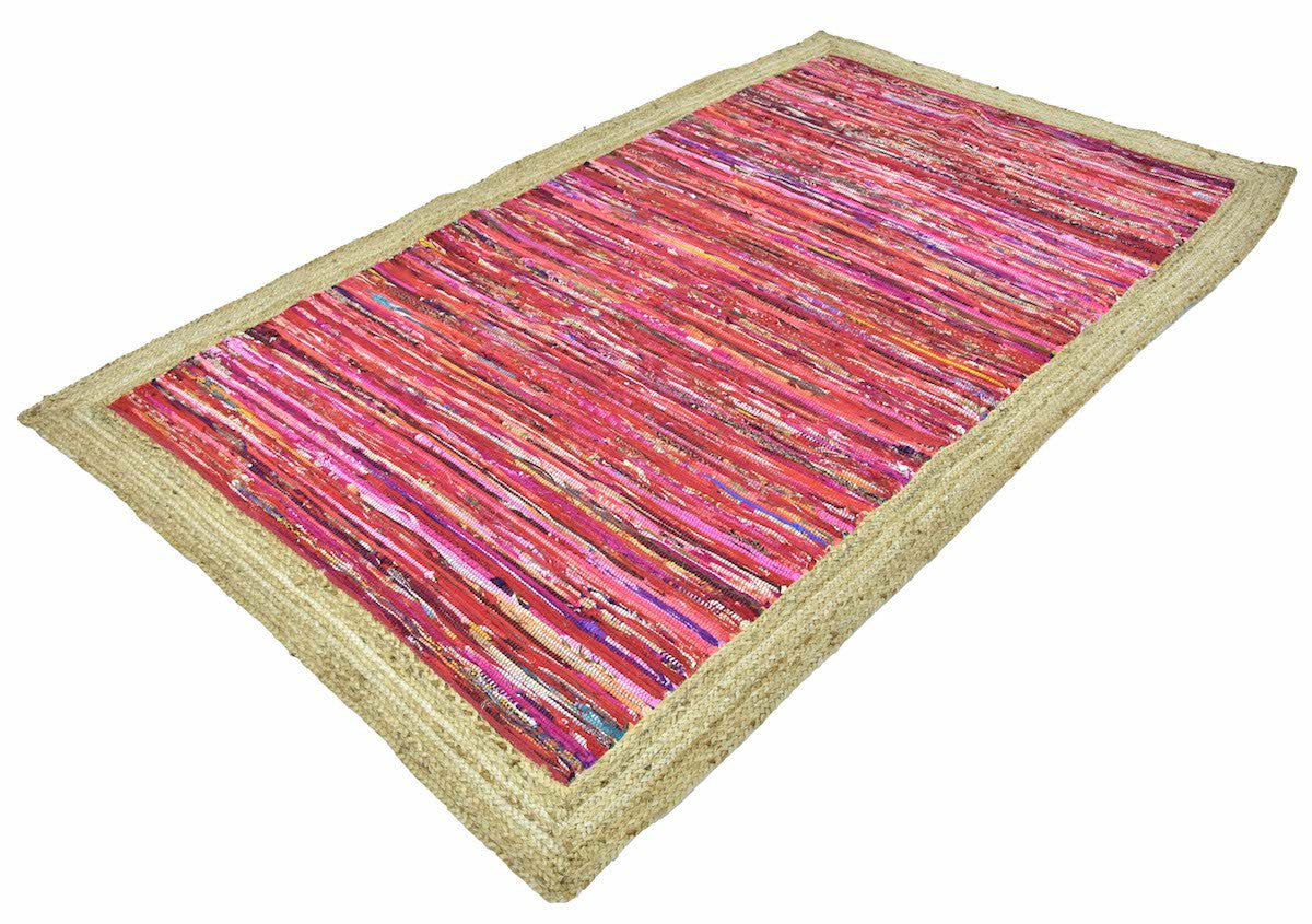 Timbergirl Red Braided Border Handmade Rug