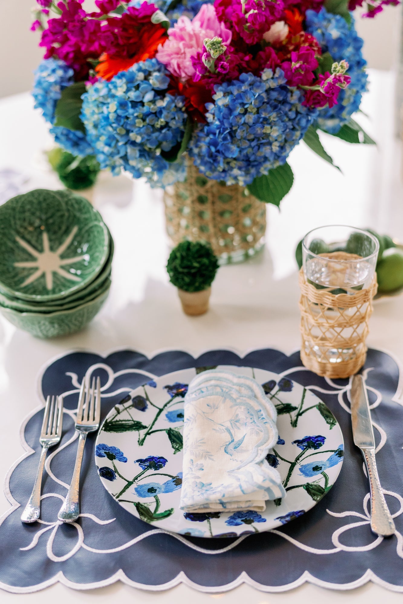 Blue Posey China Plates (Set of 2, 4 or 8)