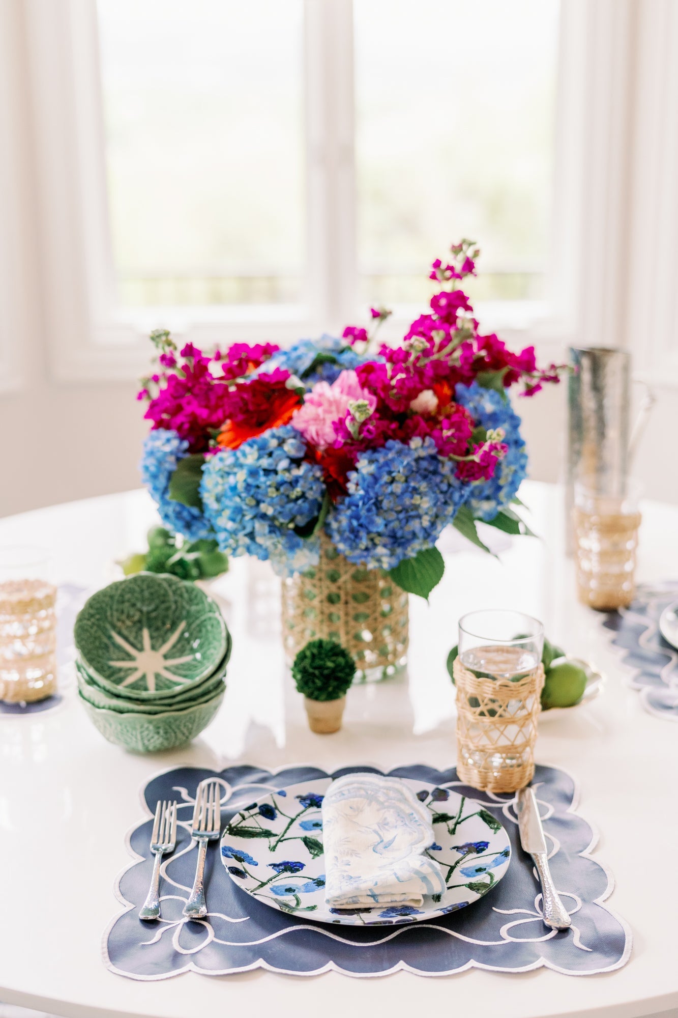 Blue Posey China Plates (Set of 2, 4 or 8)