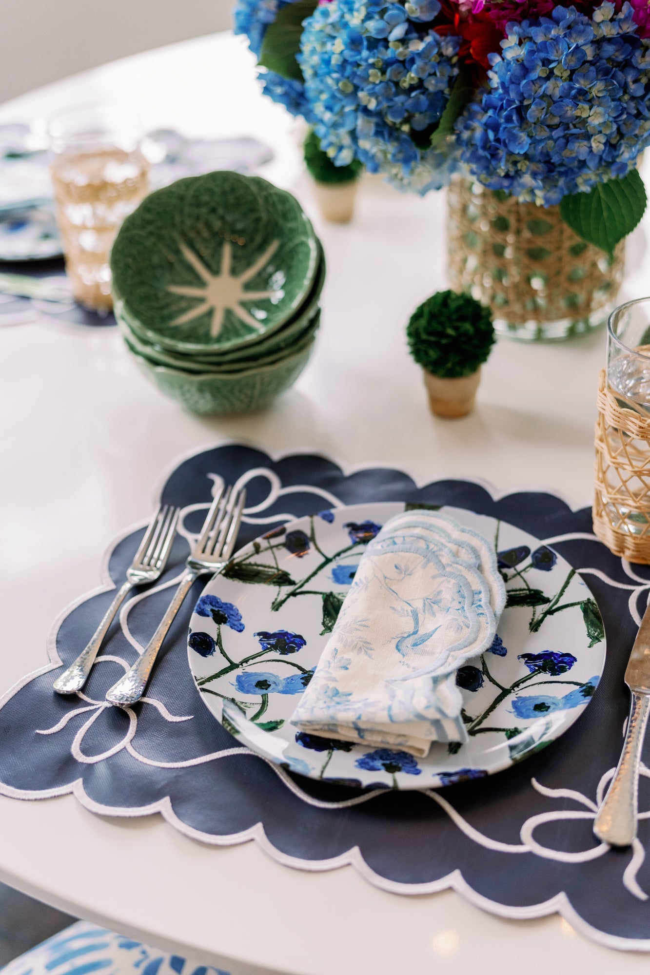 Blue Posey China Plates (Set of 2, 4 or 8)