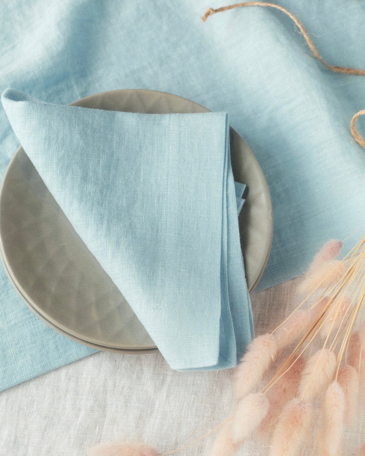 Skye Blue Linen Table Runner