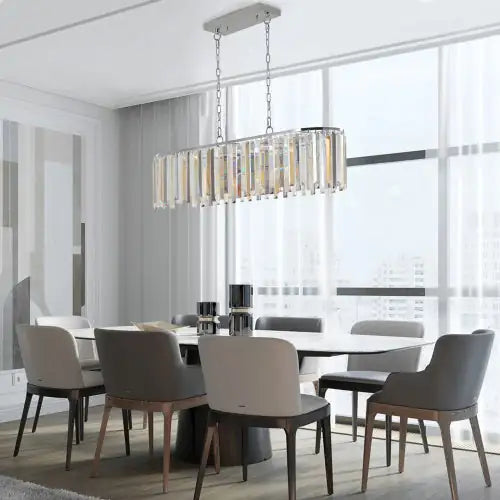 Modern Oval Crystal Chandelier Luxe
