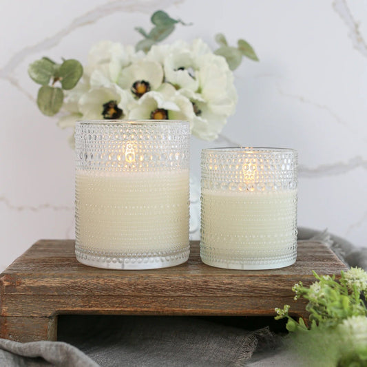 Clear Hobnail Glass LED Candle