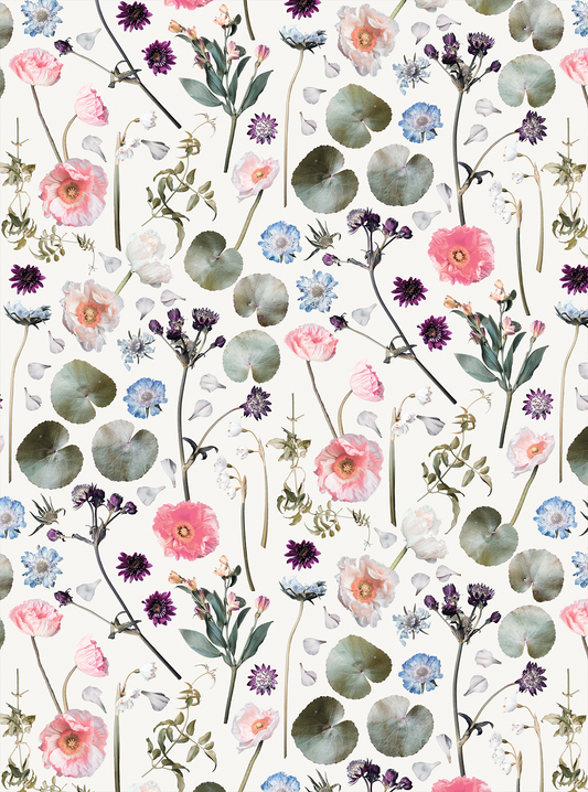 Floral Finds Wallpaper, white