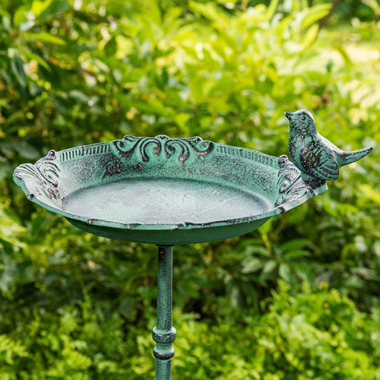 Weathered Green Patina Bird Bath