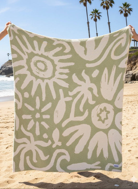 Sage Flora Plush Throw