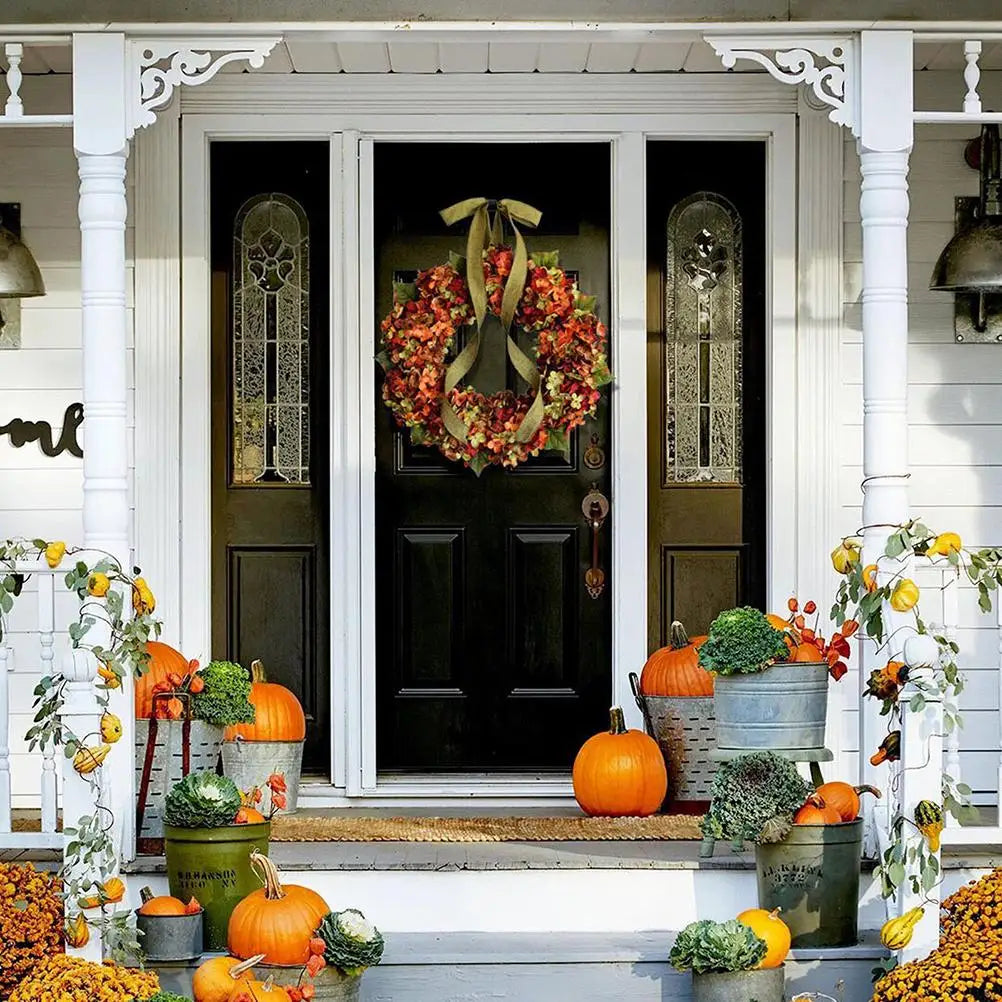 Fall Hydrangea Bowknot Garland Wreath