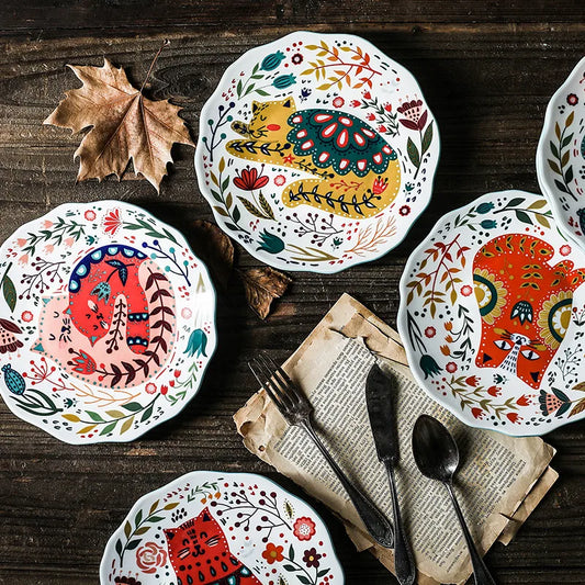 Astrid Nordic Hand Painted Cat Ceramic Plate