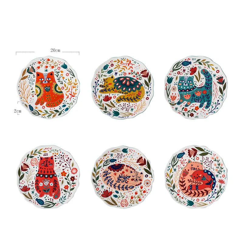 Astrid Nordic Hand Painted Cat Ceramic Plate