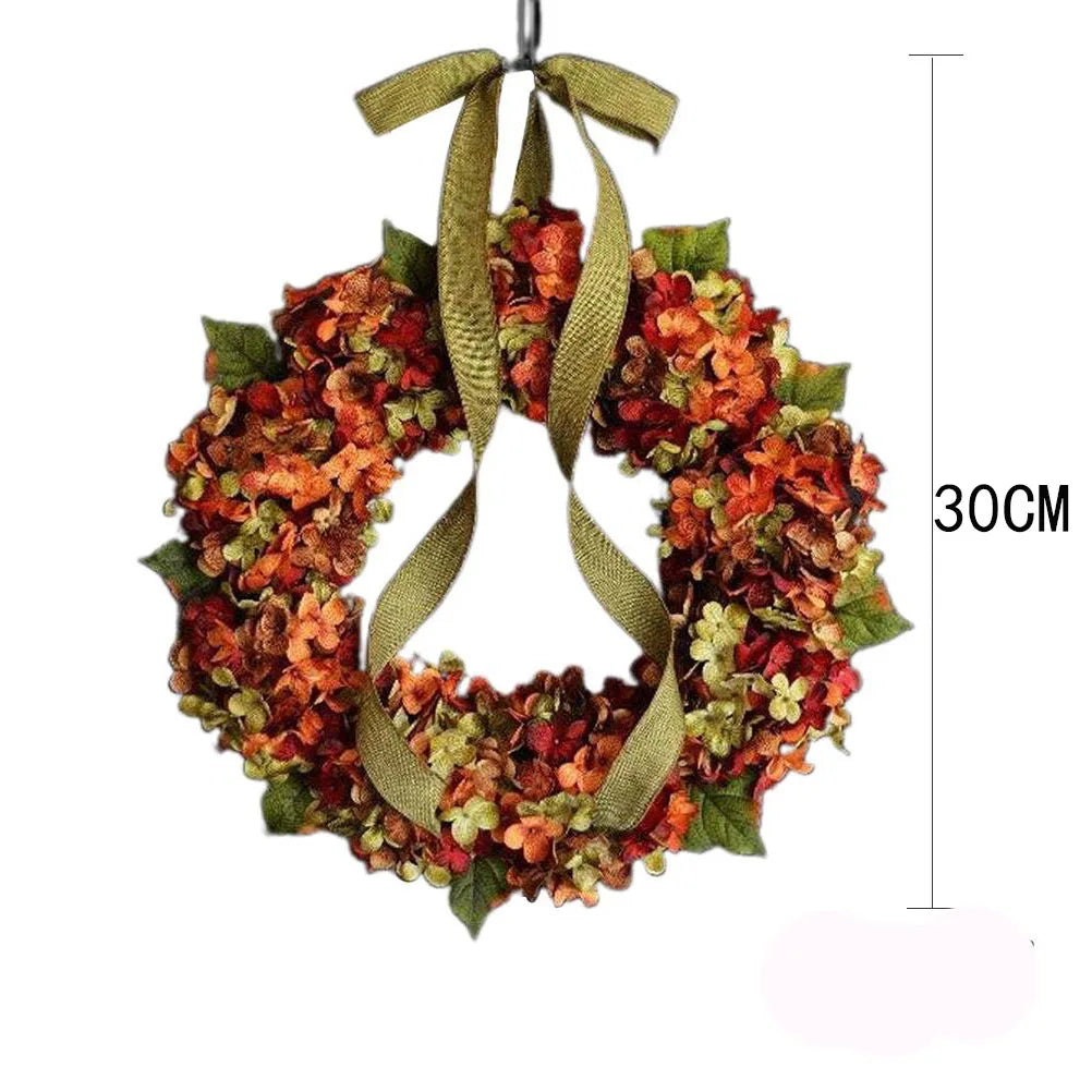 Fall Hydrangea Bowknot Garland Wreath