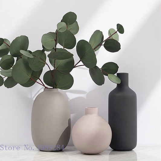 Neutral Floral Ceramic Vase  by DecorBites™
