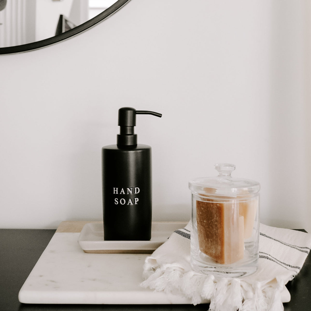 Matte Black Stoneware Hand Soap Dispenser