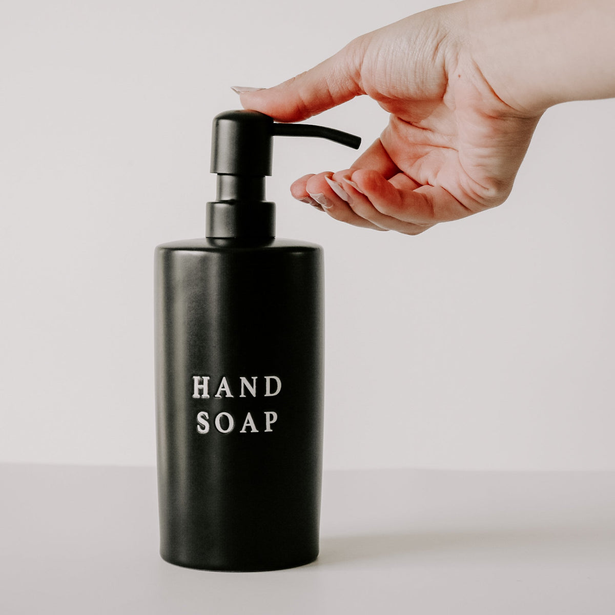 Matte Black Stoneware Hand Soap Dispenser