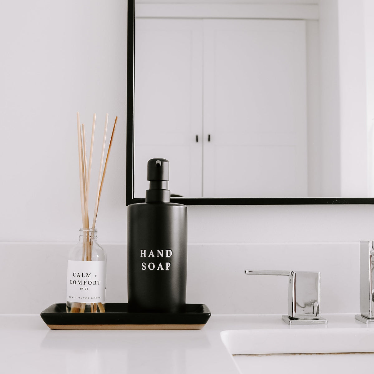 Matte Black Stoneware Hand Soap Dispenser