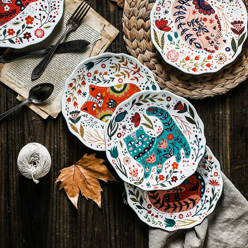 Astrid Nordic Hand Painted Cat Ceramic Plate
