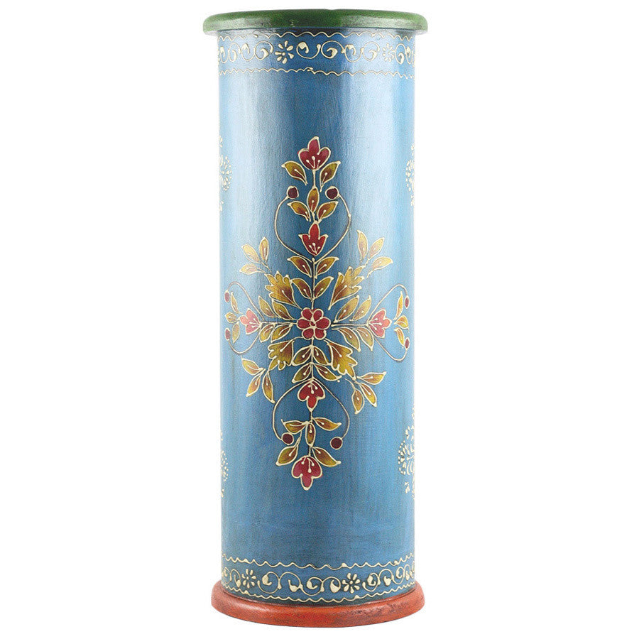 Melia Handcrafted Hand-painted Blue Wooden Umbrella Stand