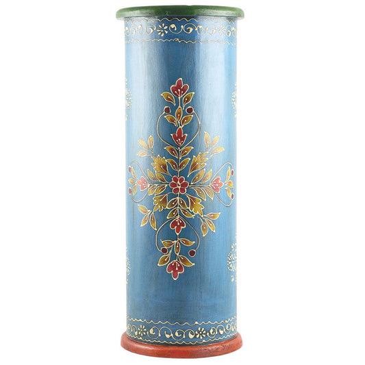 Melia Handcrafted Hand-painted Blue Wooden Umbrella Stand