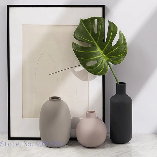 Neutral Floral Ceramic Vase  by DecorBites™
