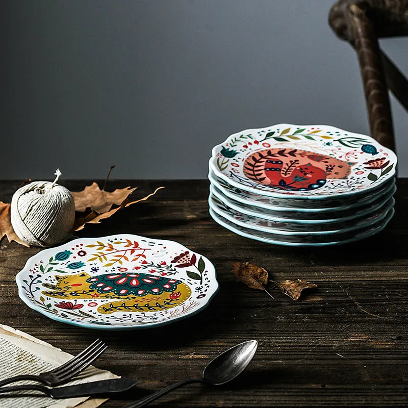 Astrid Nordic Hand Painted Cat Ceramic Plate